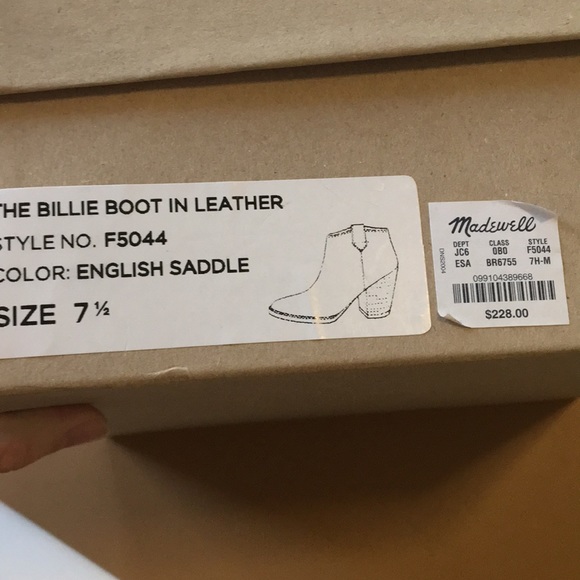 Madewell Billie Ankle Boot English Saddle Sz 7.5 - Picture 2 of 5